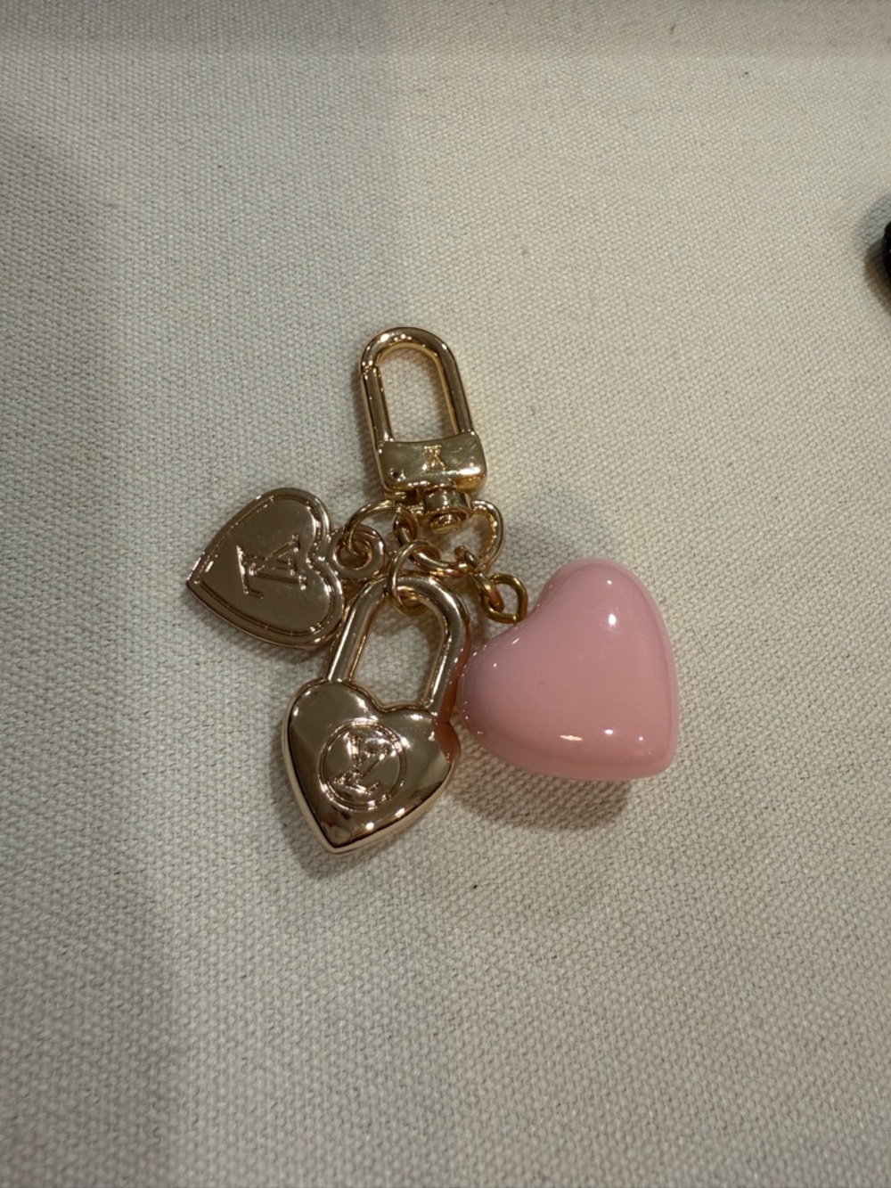 Pink Heart Charm w/Gold Hardware